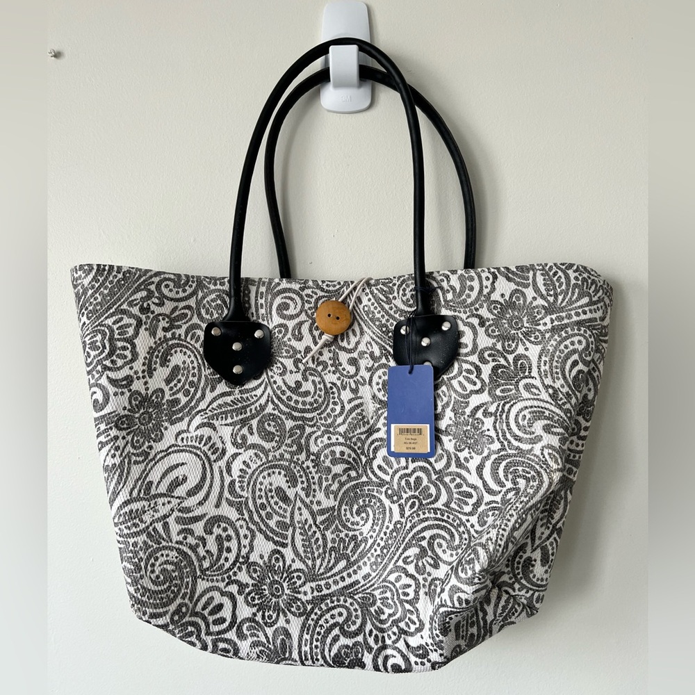 New Paisley Grey and White Lightweight Tote Bag